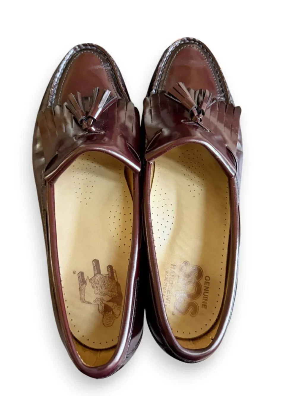 SAS Kiltie Tassel Genuine Leather Loafer Dress Shoes Burgundy Cordovan Men's 9.5